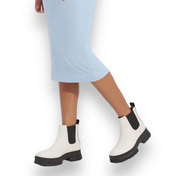 UGG BOOTS WOMEN'S 8 WHITE LEATHER ASHTON CHELSEA ‎ Waterproof Pull-on - Picture 1 of 11